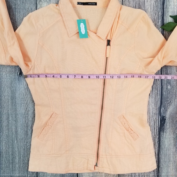 Maurices NWT Peach Linen Blend Asymmetrical Zip Jacket - Picture 8 of 9